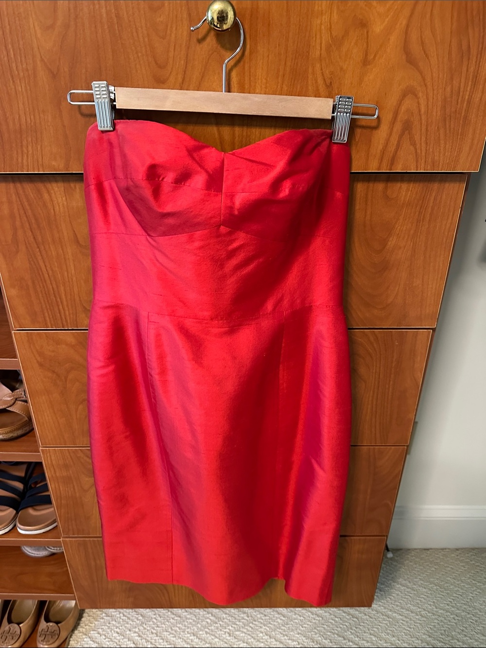 Lauren Ralph Lauren Strapless Red Satin Sheath Dress
